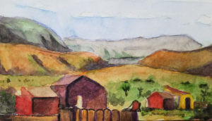 Watercolour of Pioneer Town