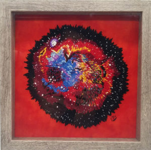 Nebula Embroidery on red background